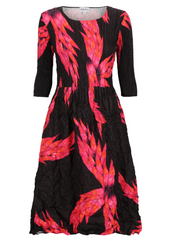Alquema 3/4 Sleeve Smash Pocket  Dress - PINK NIGHT DRAGON
