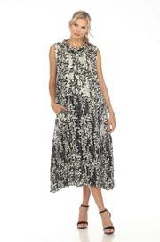MOONLIGHT White & Black Floral Vine Print Cowl Neck Dress - 025