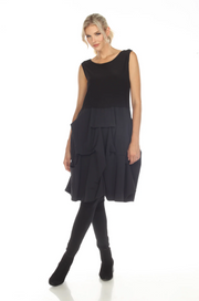 MOONLIGHT Black Short Sleeve Layered Skirt Classic Dress - 3228