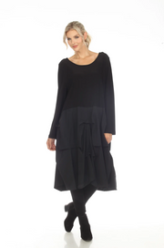 MOONLIGHT Black Long Sleeve Layered Skirt Classic Dress - 3228LG