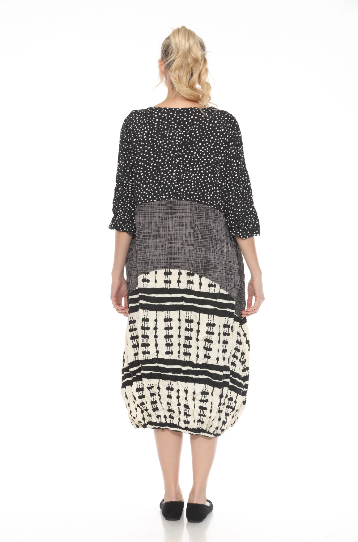 MOONLIGHT Black, Gray & White Mixed Media Print Long Dress - D 3945