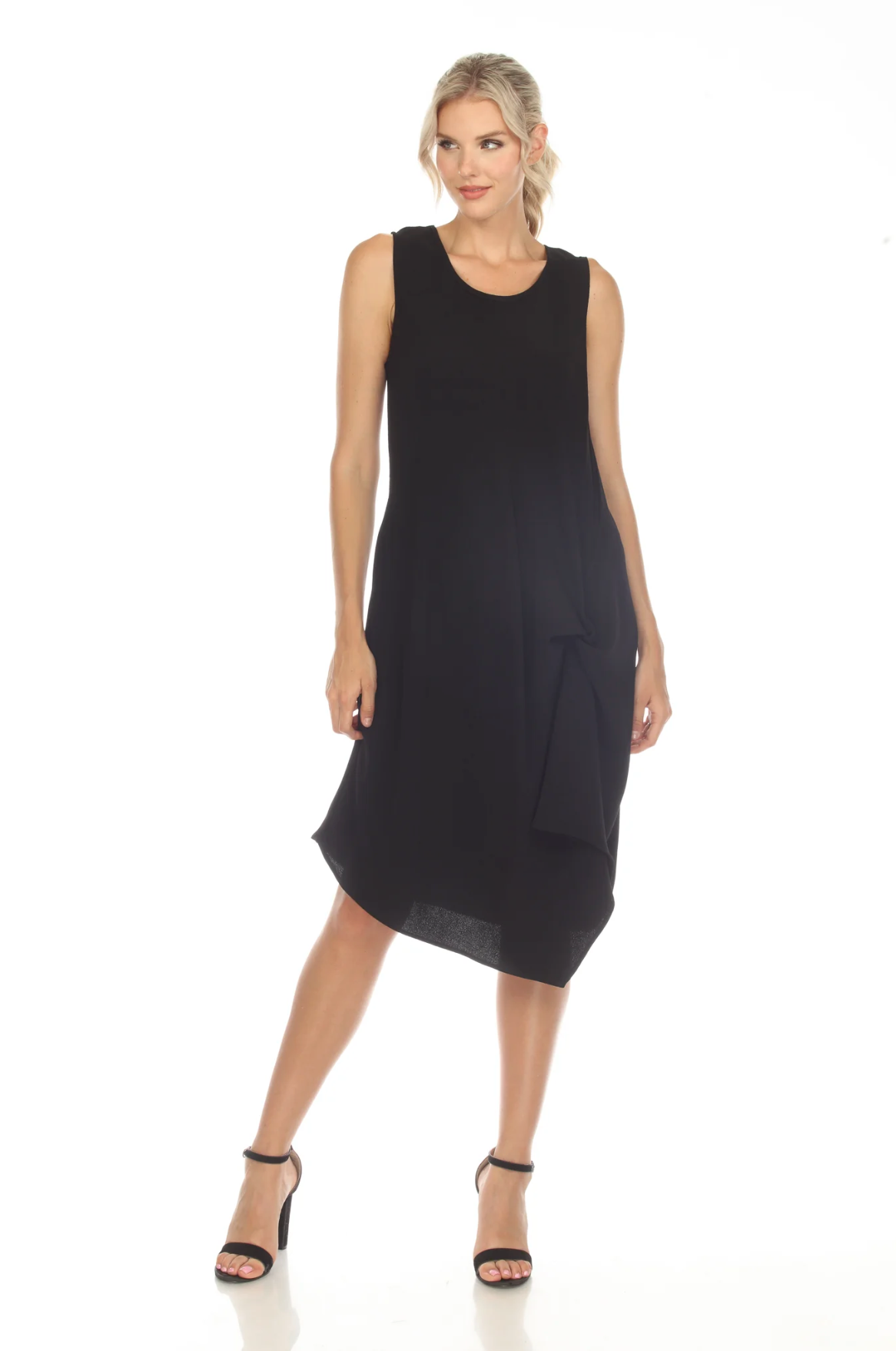 MOONLIGHT Solid Black Simple Sleeveless Dress - D 9079 CL