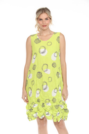 MOONLIGHT Lime & Abstract Circle Print Short Sleeveless Dress - D2776