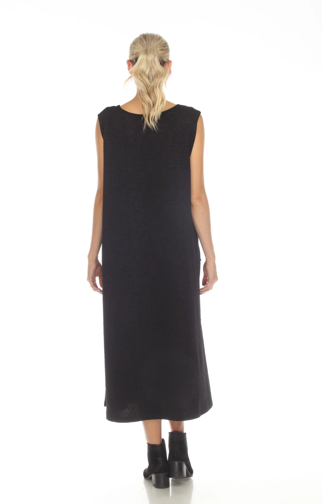 MOONLIGHT Split Black & White Stripe Long Sleeveless Dress - D3652
