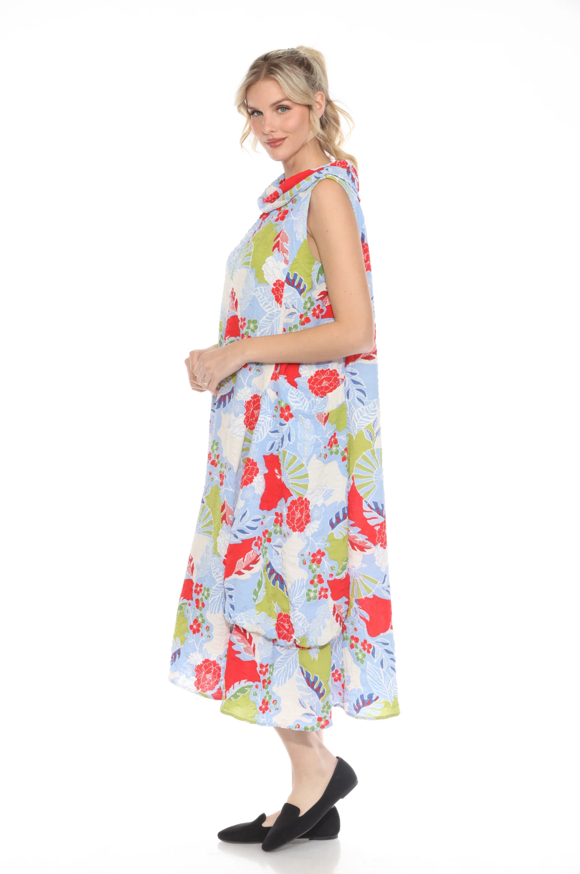 MOONLIGHT Multicolor Bright Cowl Neck Sleeveless Dress - D 3700 NEW