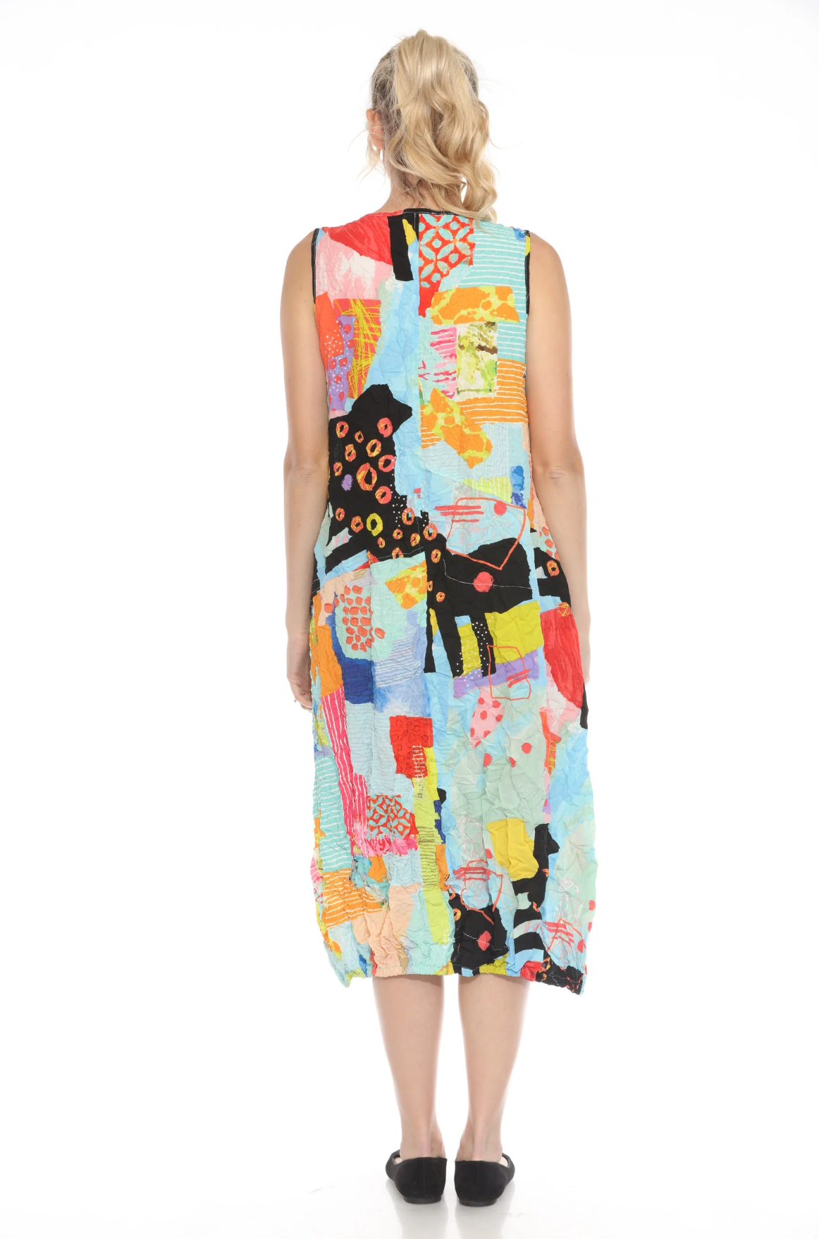 MOONLIGHT Bright Mixed Media Pattern Long Sleeveless Dress - D4020