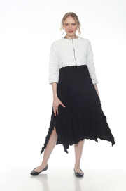 MOONLIGHT White & Black Classic Textured Dress - D4079LG - WHITE/BLACK