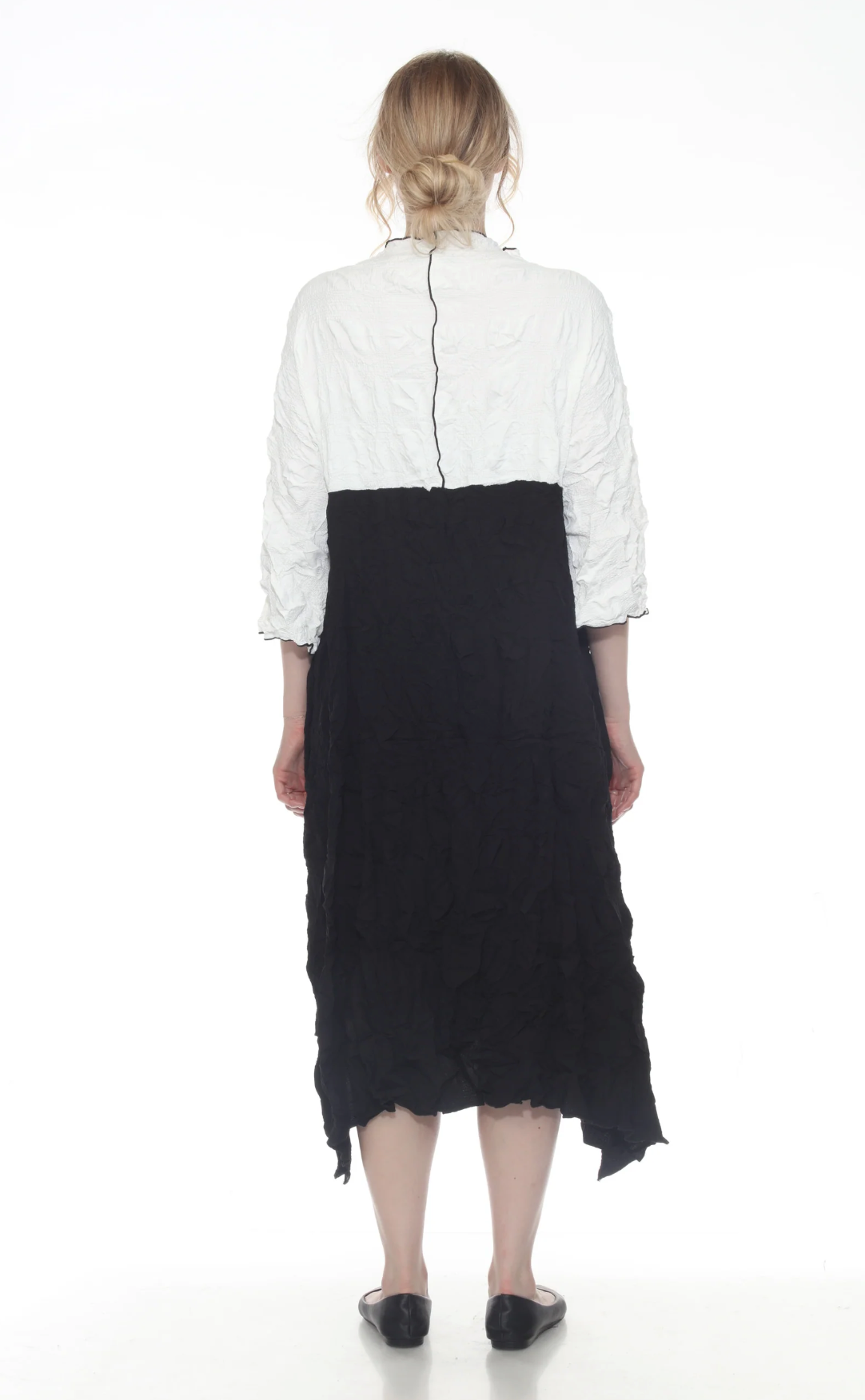 MOONLIGHT White & Black Classic Textured Dress - D4079LG - WHITE/BLACK