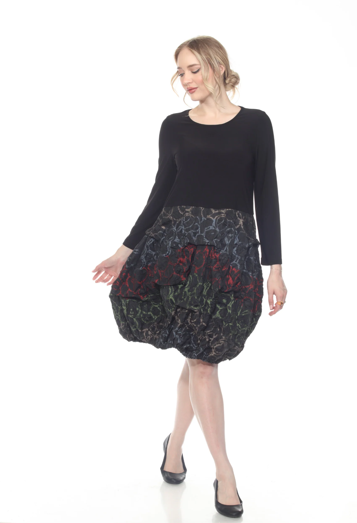 MOONLIGHT Black & Muted Color Print Casual Dress - D4082