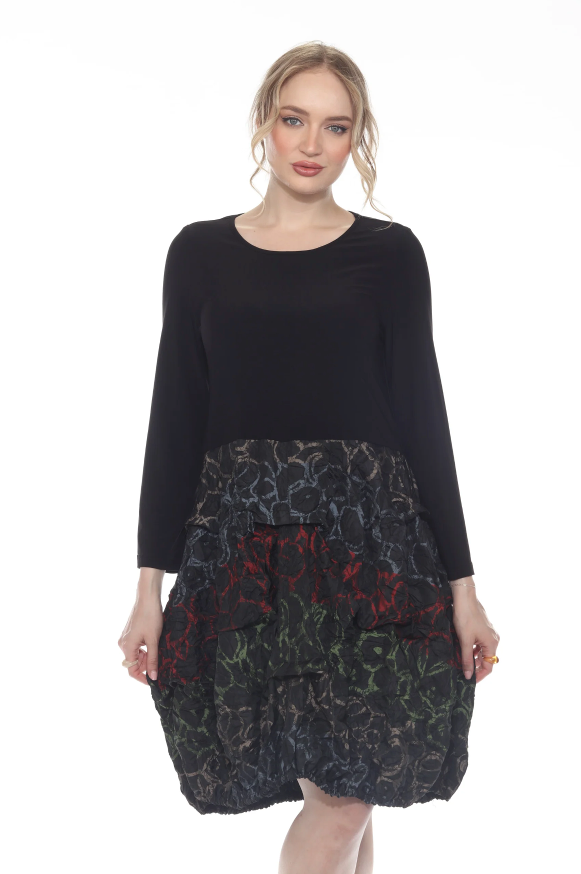 MOONLIGHT Black & Muted Color Print Casual Dress - D4082