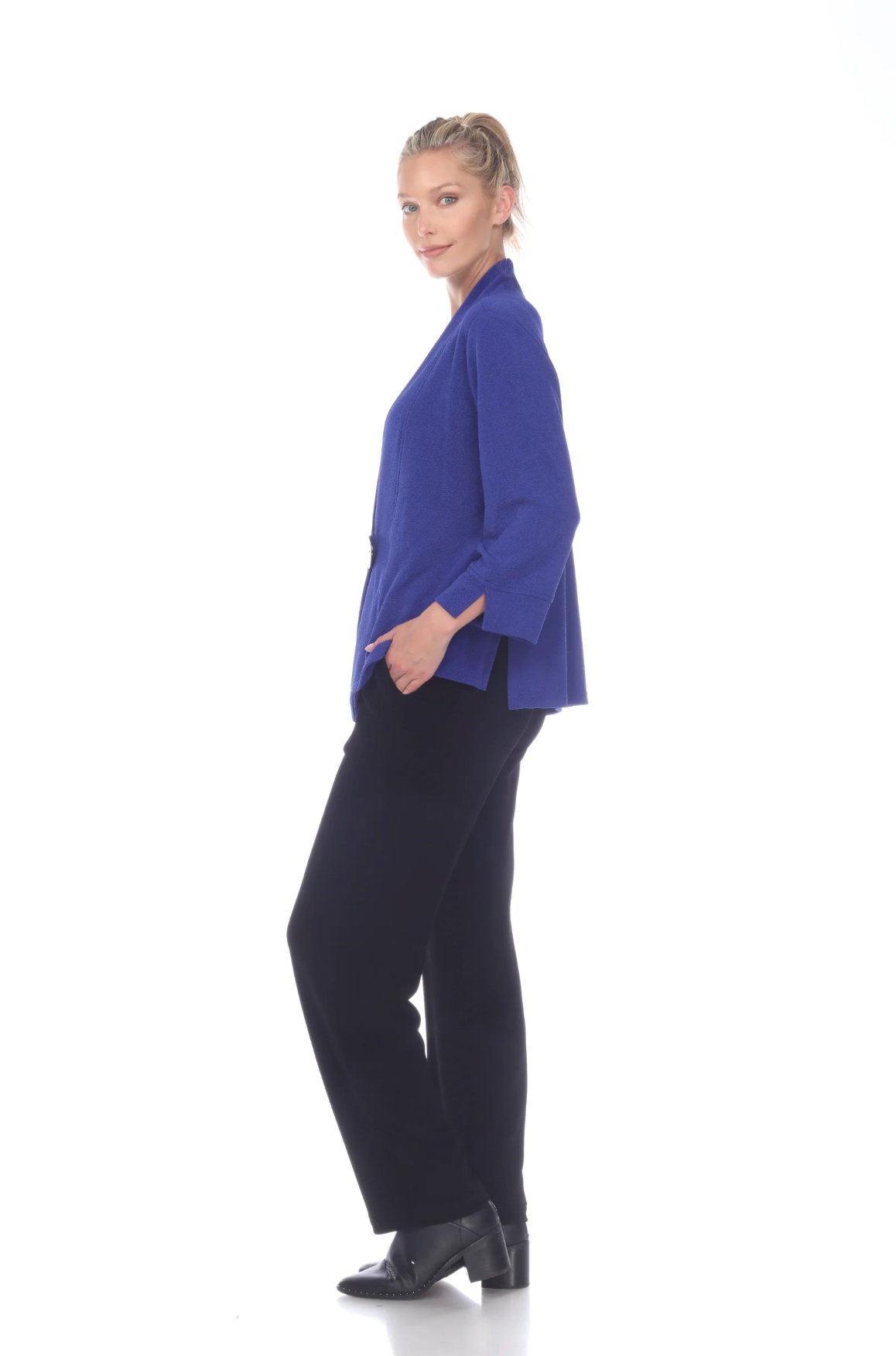 MOONLIGHT Solid Blue Simple One Button Jacket - 2006 - BLUE