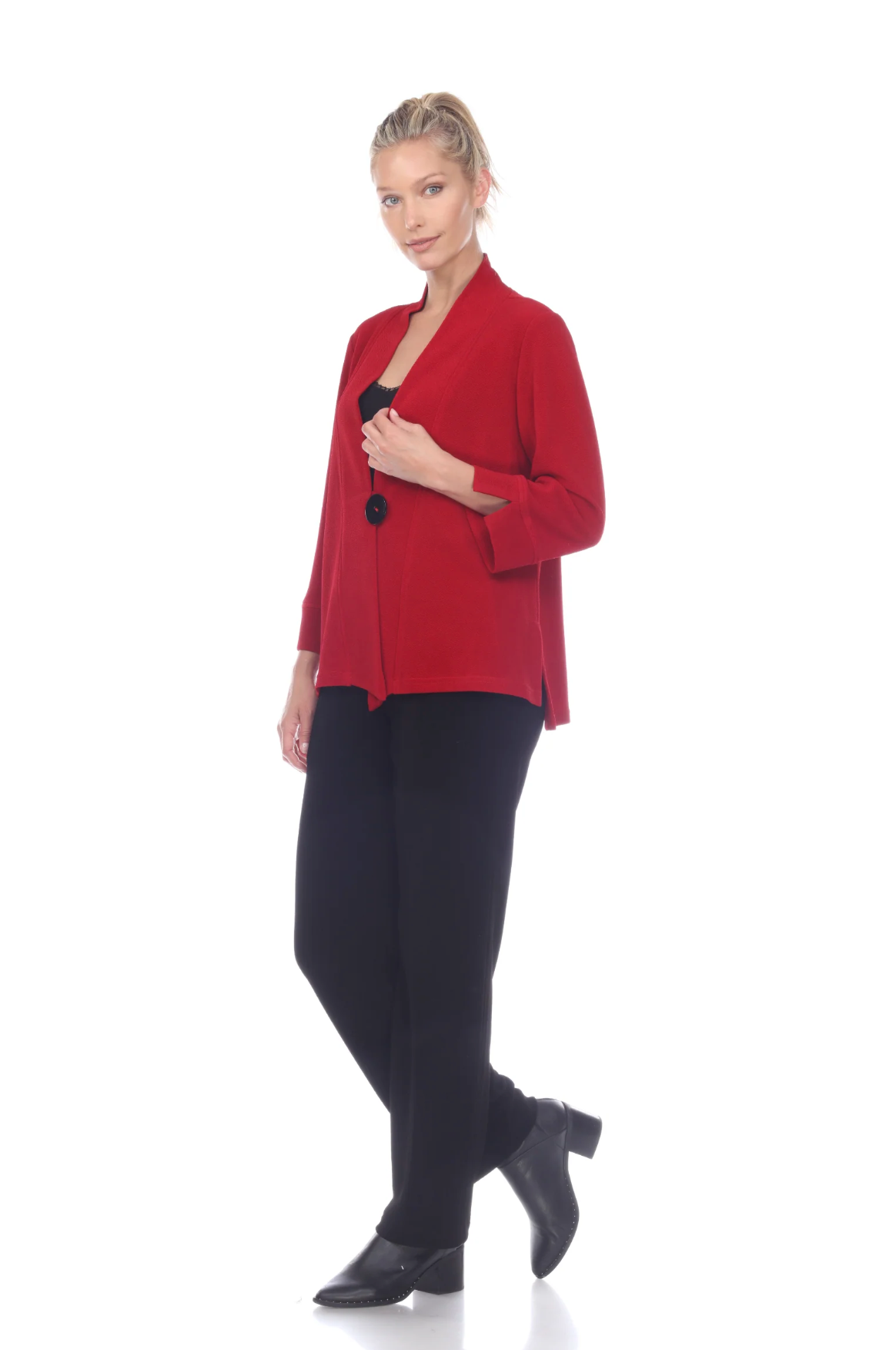 MOONLIGHT Solid Red Simple One Button Jacket - 2006 - RED