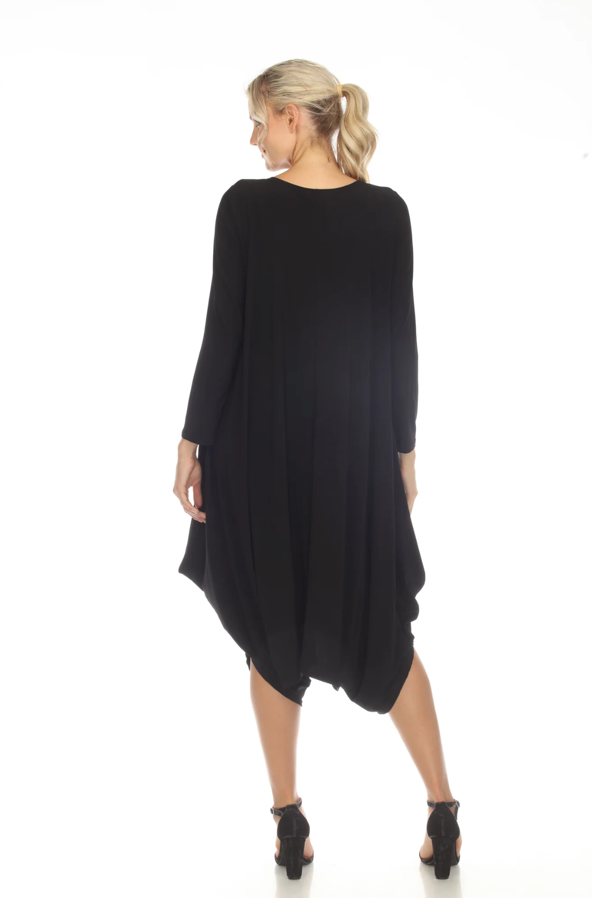 MOONLIGHT Solid Black Classic Long Sleeve Pocket Dress - D8860 LGITY