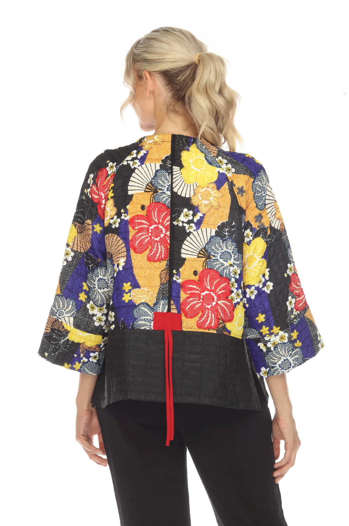 MOONLIGHT Floral Print Kimono Style Loose Sleeve Jacket - 3791