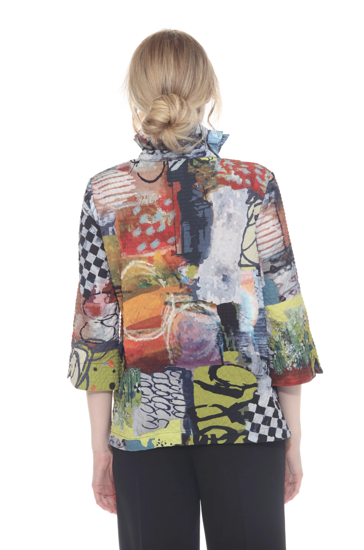 MOONLIGHT Mixed Media Abstract Print Button Front Jacket - 3448MUT