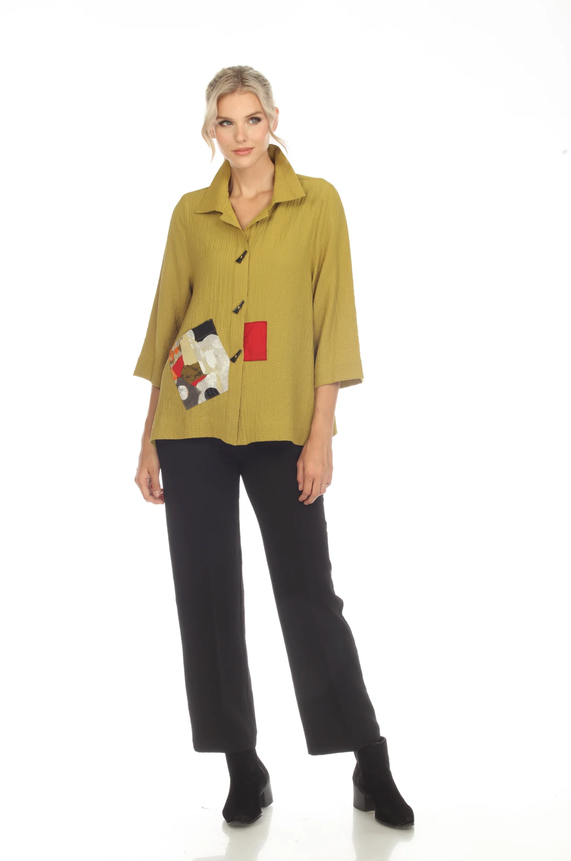 MOONLIGHT Kiwi High Collar Button Down Patch Jacket - 3542 - KIWI