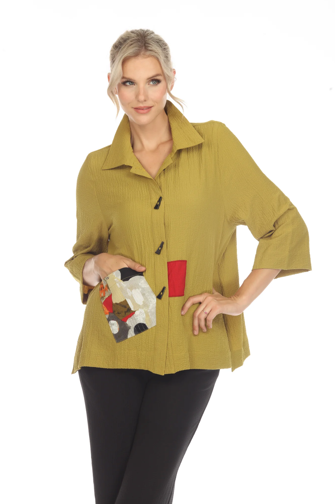 MOONLIGHT Kiwi High Collar Button Down Patch Jacket - 3542 - KIWI