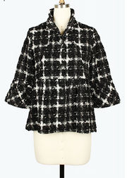 DAMEE BLACK AND WHITE SPECIAL OCCASION BUTTON DOWN COLLARED JACKET - 5097 - BLACK