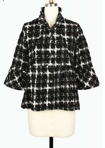 DAMEE BLACK AND WHITE SPECIAL OCCASION BUTTON DOWN COLLARED JACKET - 5097 - BLACK