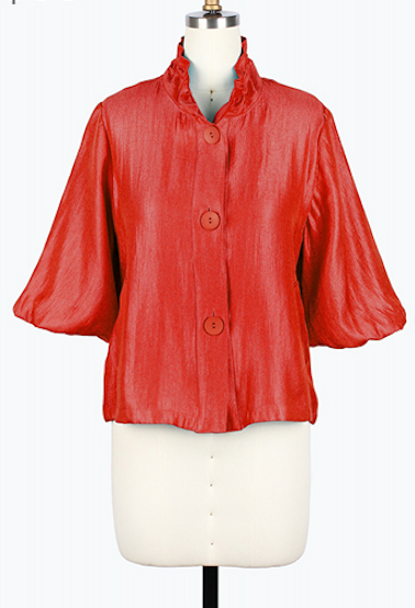 DAMEE SPECIAL OCCASION BUTTON DOWN COLLARED JACKET - 5081 - RED