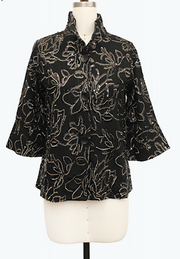 DAMEE SPECIAL OCCASION SHORT BLACK FLORAL JACKET - 5106 - BLACK