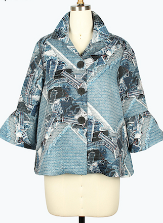 DAMEE BLUE CLASSIC SHORT BUTTON DOWN COLLARED JACKET - 5133 - DENIM