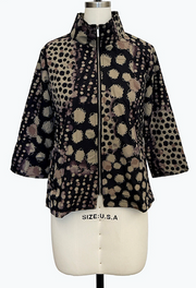 DAMEE BEIGE AND BLACK DOTS HIGH NECK WINDBREAKER - 5172 - BEIGE