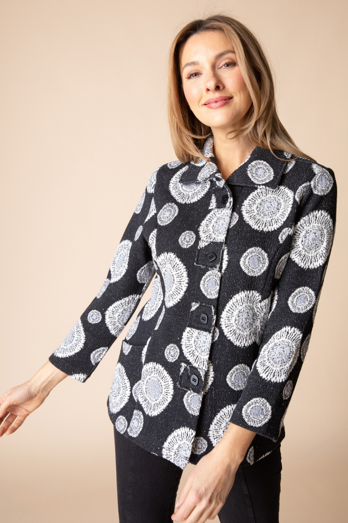 Habitat Circle Back Patch Button Jacket - 13640 - BLACK