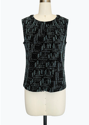 DAMEE AQUA AND BLACK GEOMETRIC DESIGN TANK TOP - 906T - AQUA