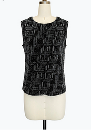 DAMEE SILVER AND BLACK GEOMETRIC DESIGN TANK TOP - 906T - SILVER