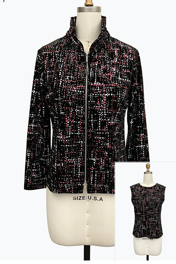 DAMEE BLACK, RED AND WHITE TWIN SET JACKET AND TANK TOP - 31452 - CRD