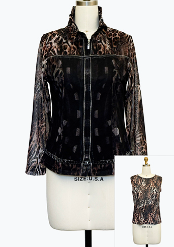 DAMEE BROWN AND BLACK ANIMAL PRINT TWIN SET - 314455 - BROWN