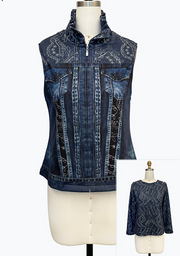 DAMEE BLUE TWIN SET VEST AND LONG SLEEVE - 31457 - BLUE
