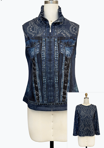 DAMEE BLUE TWIN SET VEST AND LONG SLEEVE - 31457 - BLUE