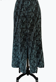 DAMEE GEOMETRIC BLACK AND AQUA FLOWY PANTS - 1236 - AQUA