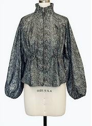DAMEE NAVY CINCHED HIGH NECK DRAWSTRING JACKET - 5118 - NAVY