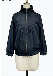DAMEE DENIM HIGH NECK ZIP-UP JACKET - 5123 - DENIM