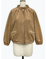 DAMEE BEIGE HIGH NECK ZIP-UP JACKET WITH POCKETS - 5125 - BEIGE