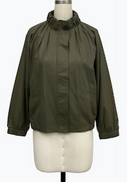 DAMEE HIGH NECK ZIP-UP JACKET WITH POCKETS - 5127 - OLIVE