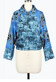 DAMEE ZIP-UP BLUE AND BLACK FLORAL JACKET - 5145 - BLUE