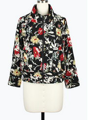 DAMEE LAYERED RED AND YELLOW FLORAL ZIP-UP JACKET - 5155 - MULTI