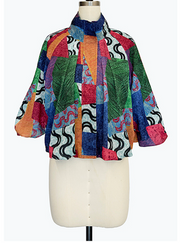 DAMEE CROPPED ABSTRACT MILTI-COLORED ZIP-UP JACKET - 5177 - MULTI
