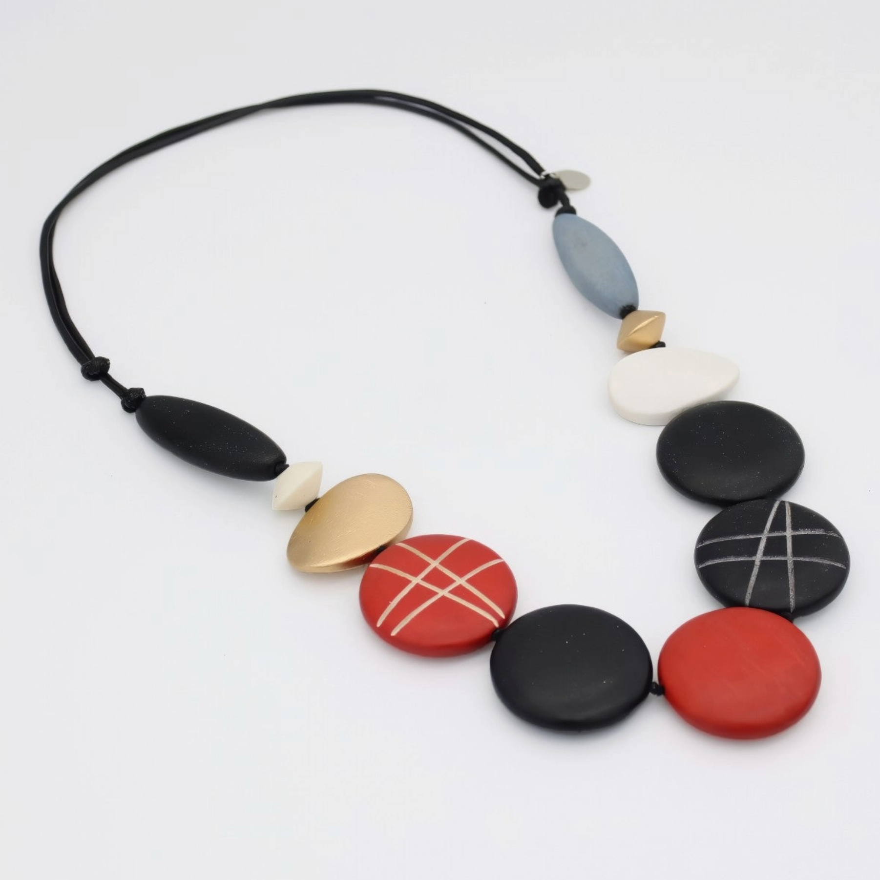 SYLCA Black Carved Bead Carla Necklace