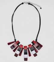 SYLCA Black and Red Cascade Charm Necklace