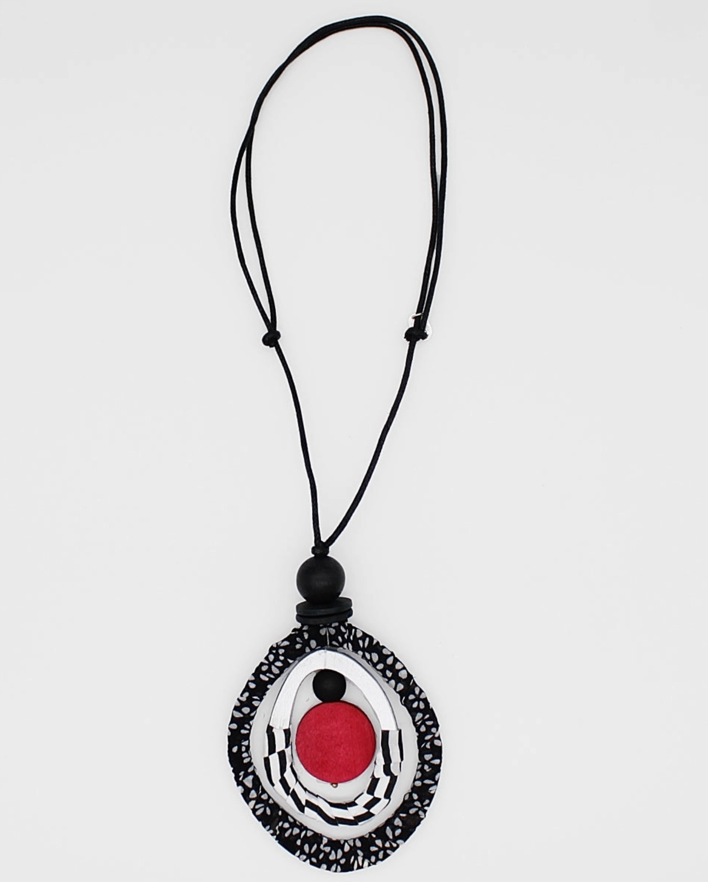 SYLCA Black and Red Fabric Marina Pendant Necklace