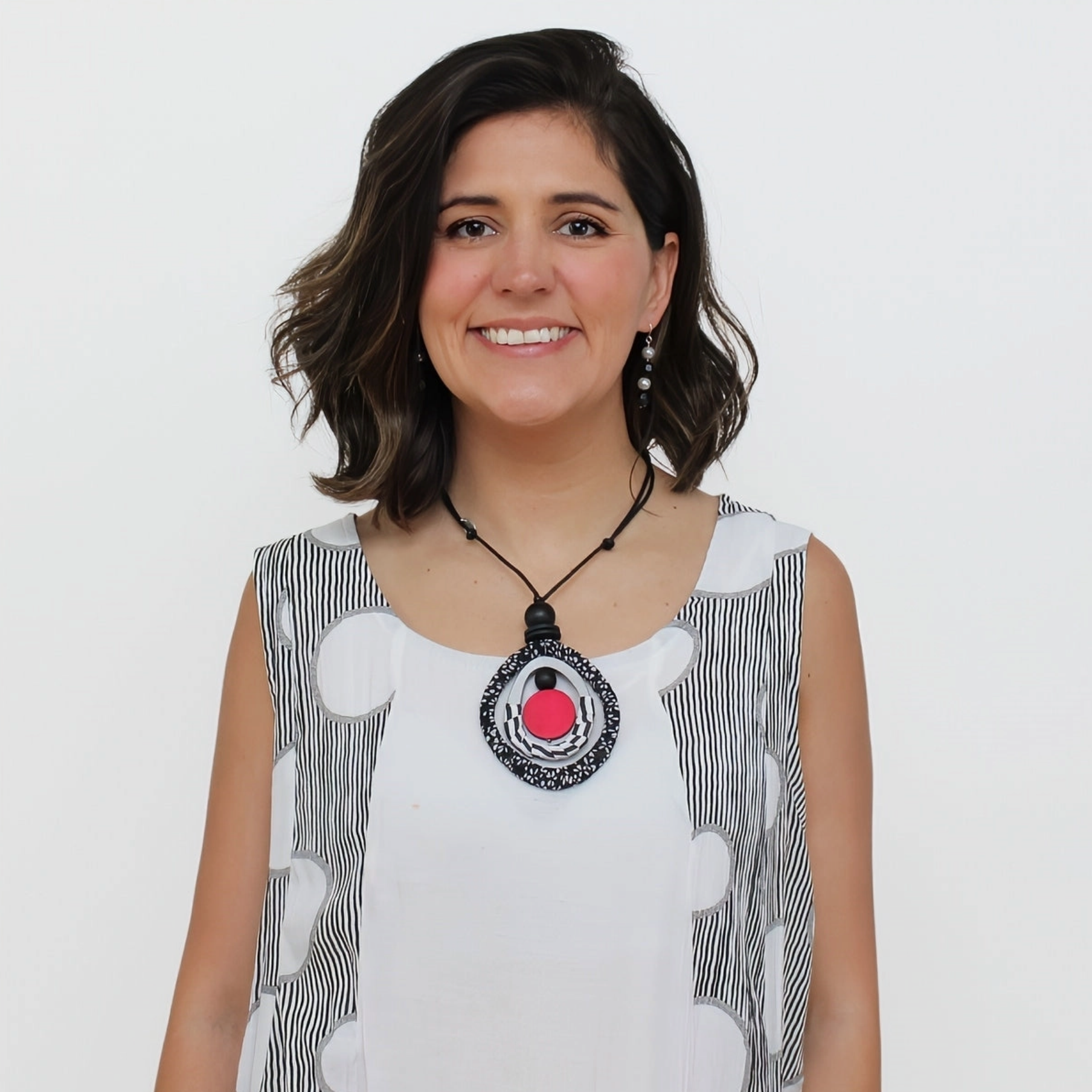 SYLCA Black and Red Fabric Marina Pendant Necklace