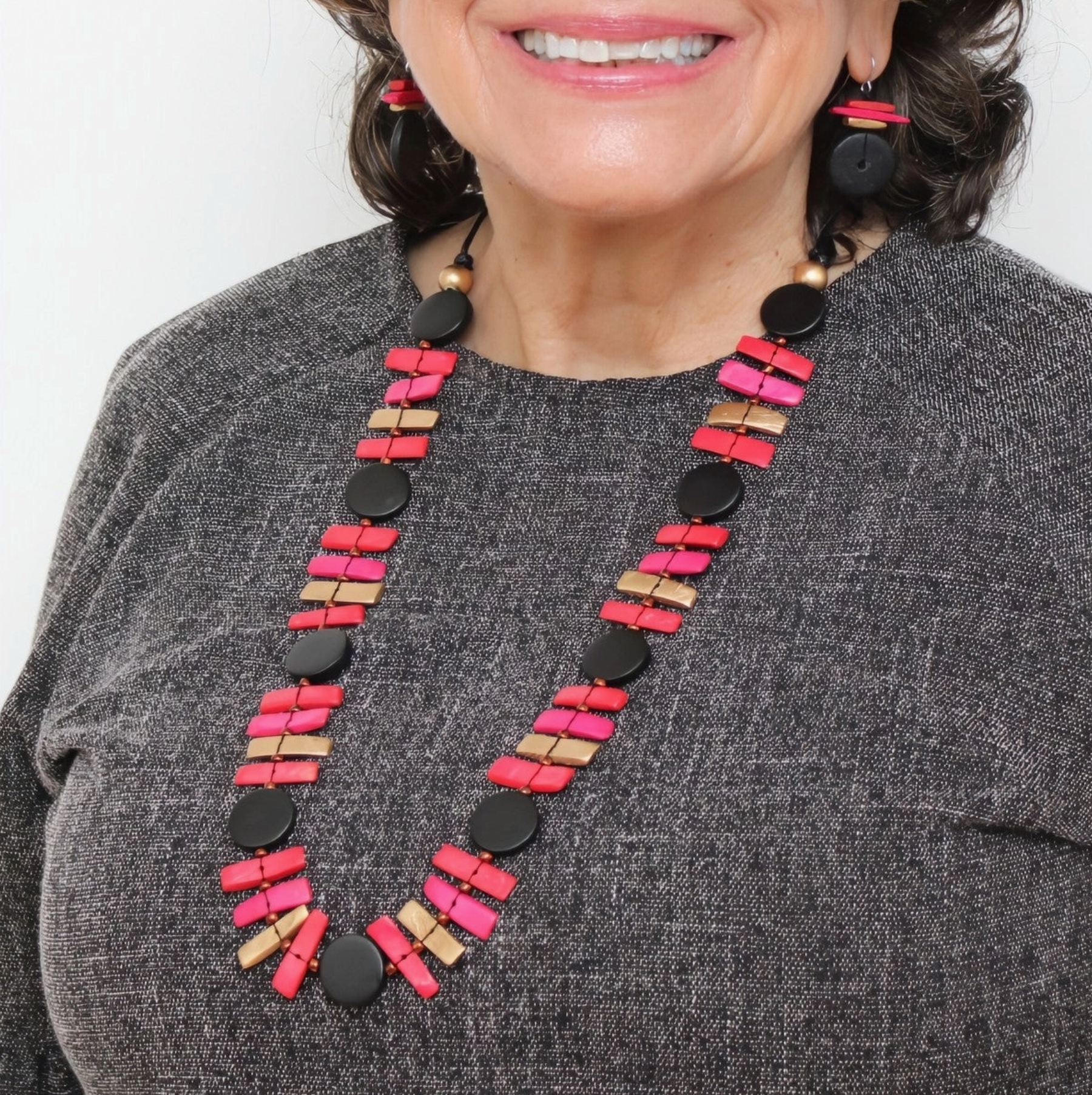 SYLCA Black and Red Sabrina Petite Bead Necklace