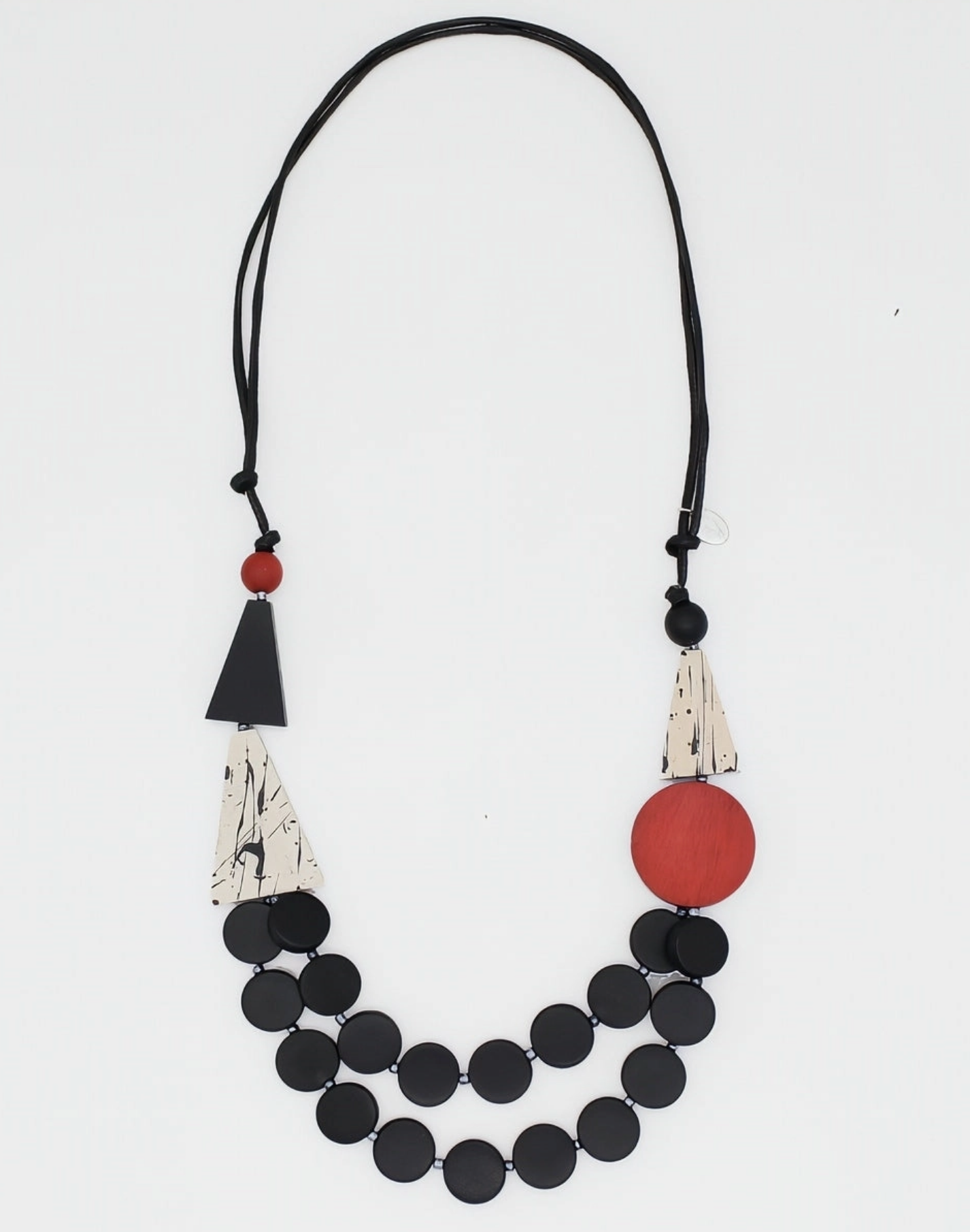 SYLCA Black and Red Scarlett Multi-Strand Art Necklace