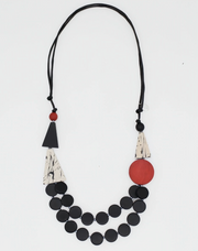 SYLCA Black and Red Scarlett Multi-Strand Art Necklace