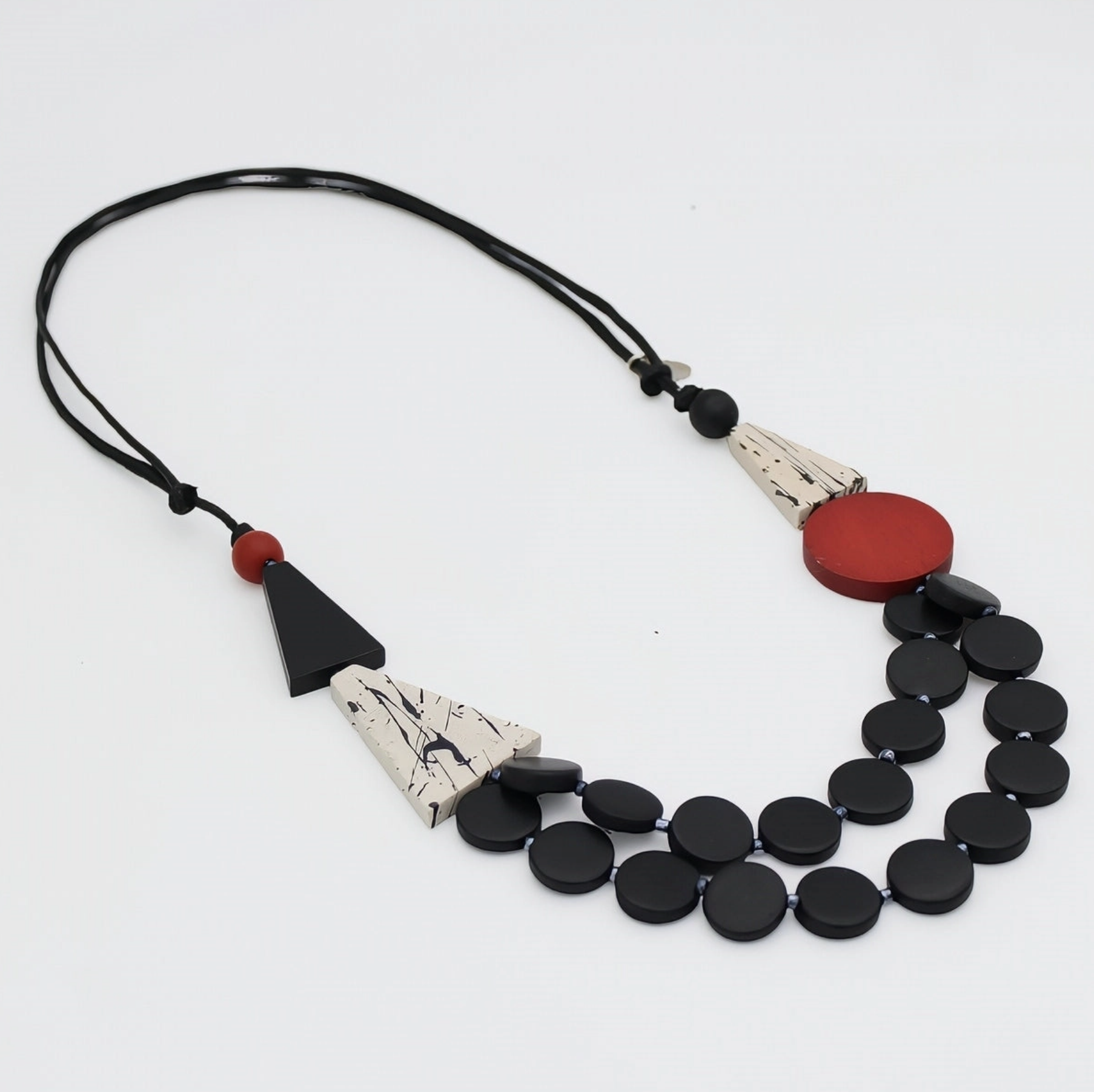 SYLCA Black and Red Scarlett Multi-Strand Art Necklace